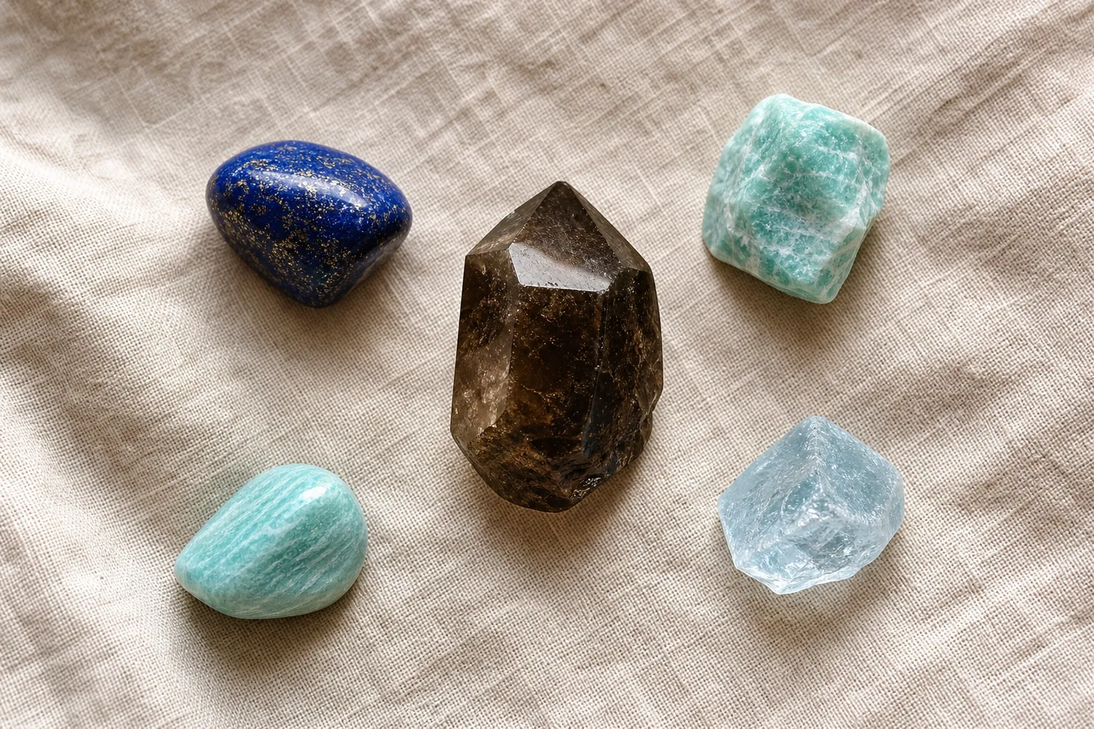 How to Place Blue-Green Crystals in a Root Chakra-Themed Layout