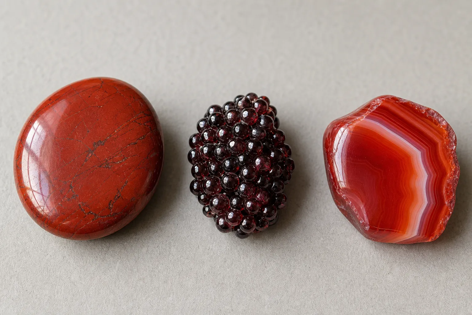 Red Jasper, Garnet, and Red Agate as Root Chakra Stones