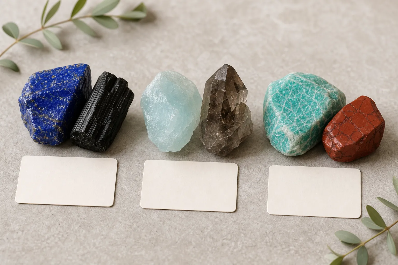 A small comparison of lapis lazuli, aquamarine, and amazonite showing contrast, pale accent, and green-blue bridge roles